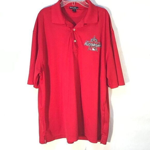Vintage Retro MLB Los Angeles Angels Red Polo Button Up Short Sleeve Shirt XL - Picture 2 of 5